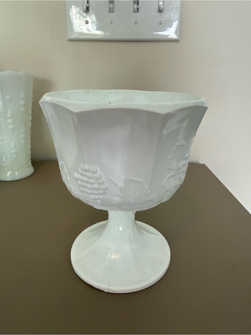 White Ceramic Pedestal Compote Bowl - Home Accents milk glass